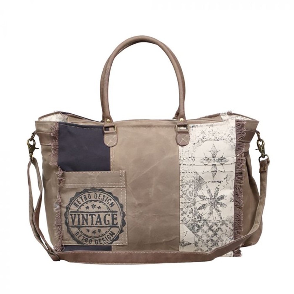 Myra Bag Retro Print Large Weekend Bag 16w x 13h x 8